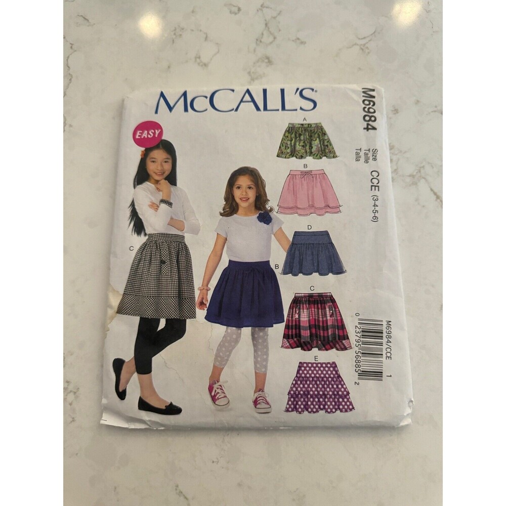 McCall's M6984 Sewing Pattern Crafts Size 3 4 5 6 Girls Skirt